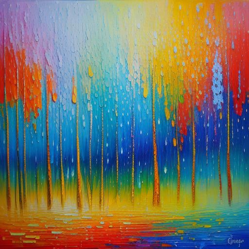 Dreamlike Droplets: Neo-Impressionist Expressionist Oil Pain...