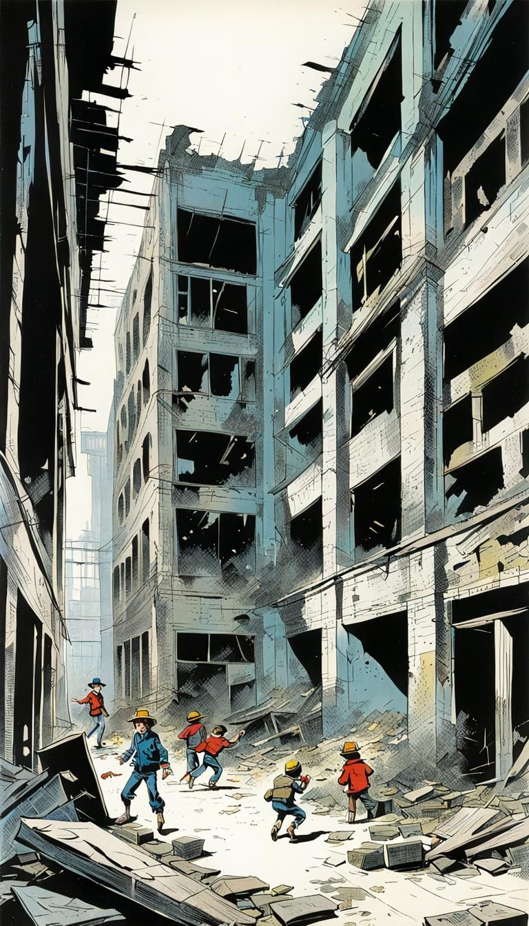 Children's Games in Abandoned Building, Eisner Style