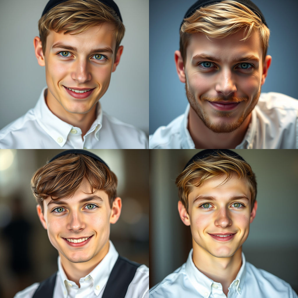 Handsome Young Man Portrait with Kippah, Professional Studio...