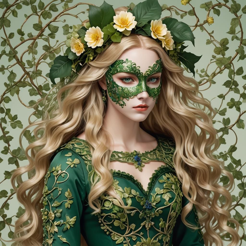 French Student with Floral Mask in Painterly Style