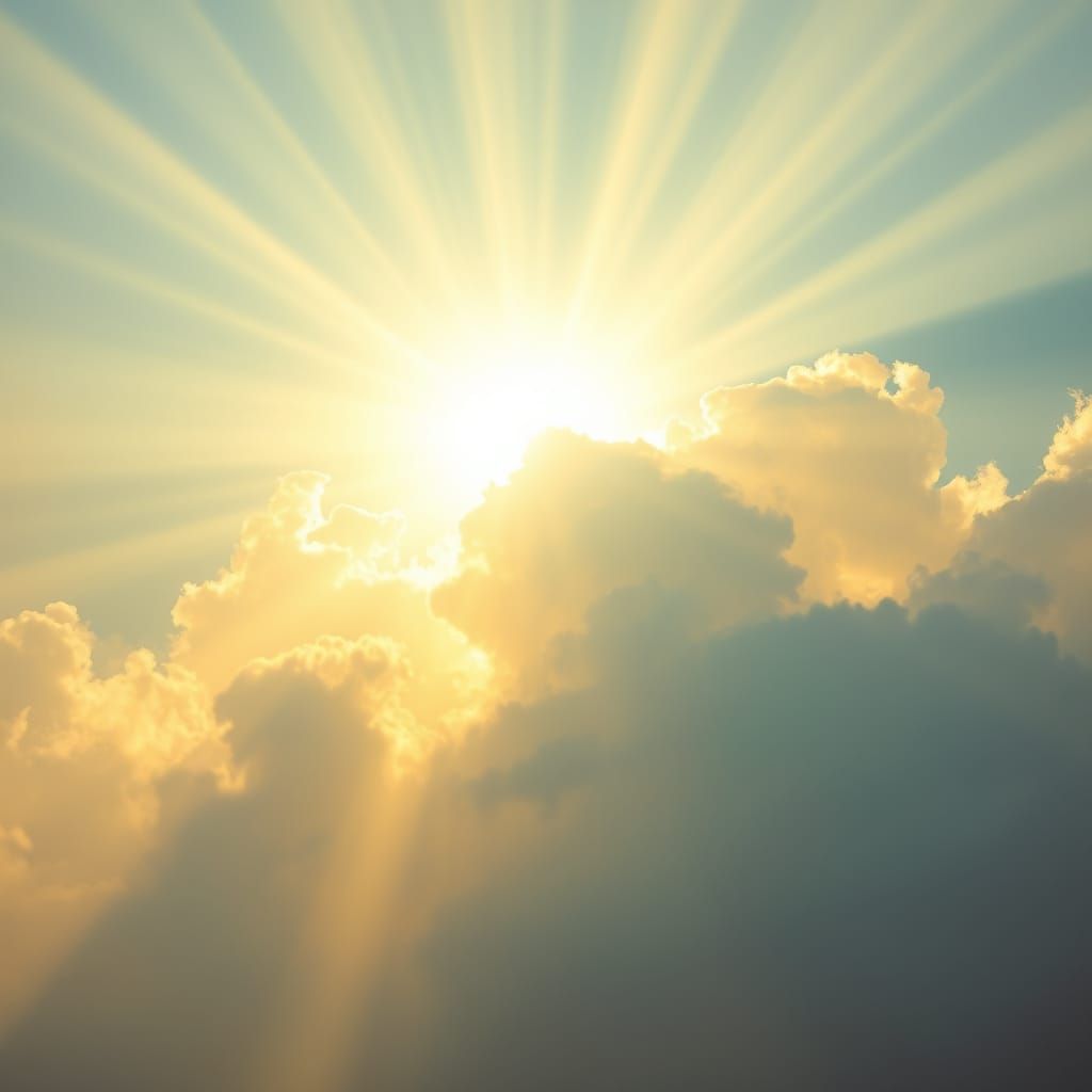 Divine Sunshine Beams Radiating Heavenly Light
