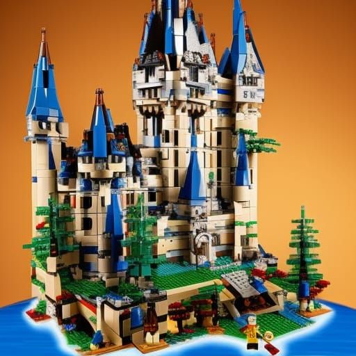 Detailed LEGO Castle Set in Ethereal Fantasy Style