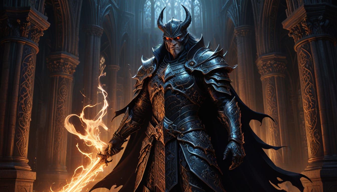 Demonic Wizard Conjuring Magic in Renaissance City, Graphic ...