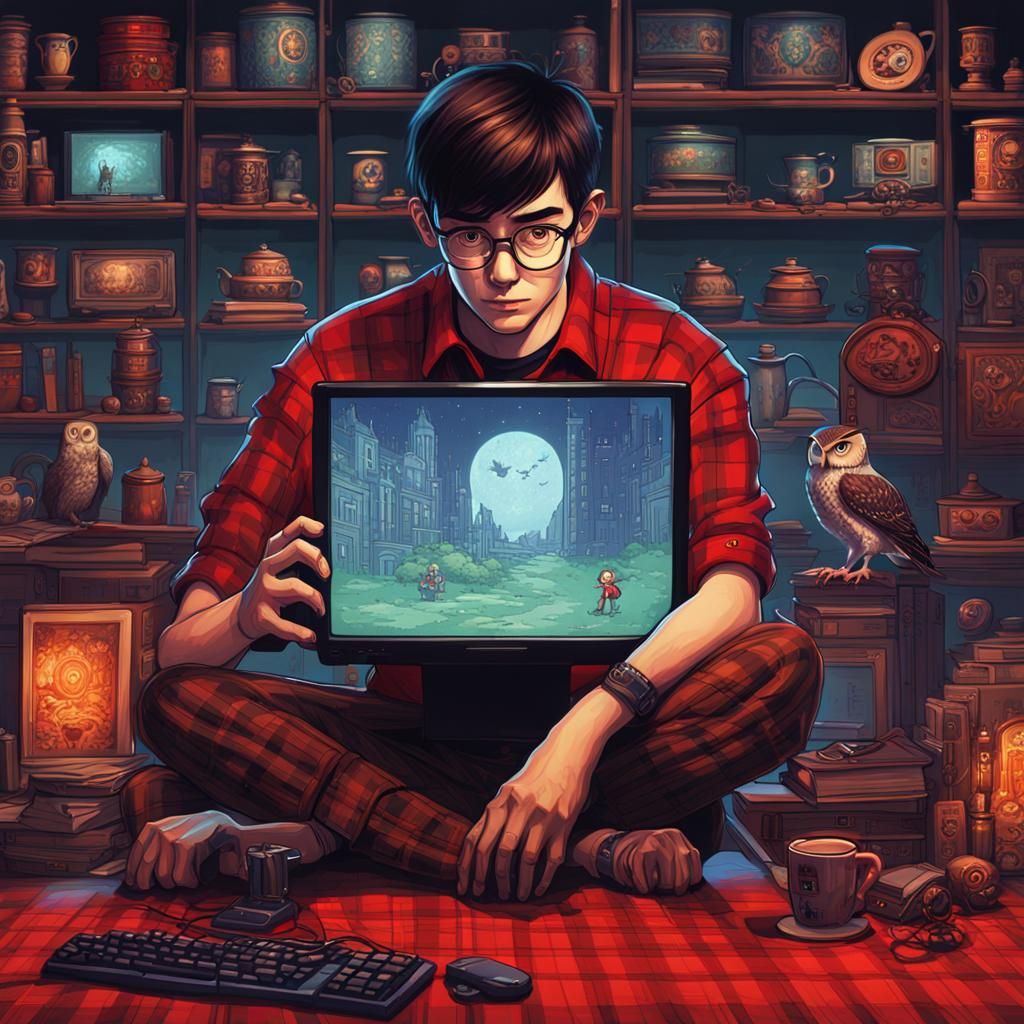 Retro Gaming Couple in Detailed Digital Painting