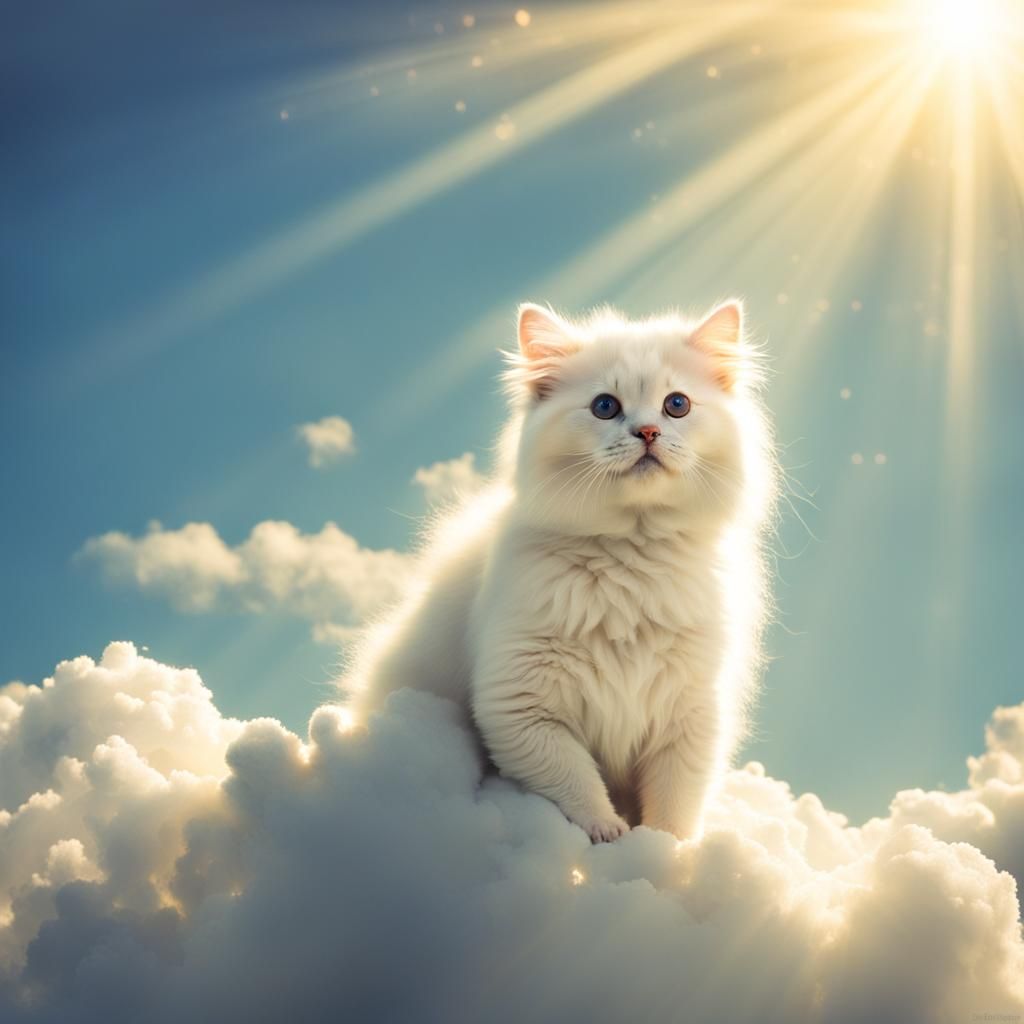 Ethereal Animal Floating in Heavenly Clouds