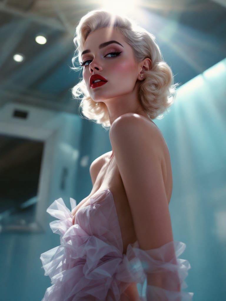 1950s Pin Up Woman in Surreal Retro-Modern Style