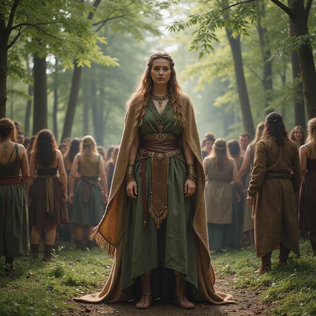 Germanic Viking Goddess in Forest Celebration