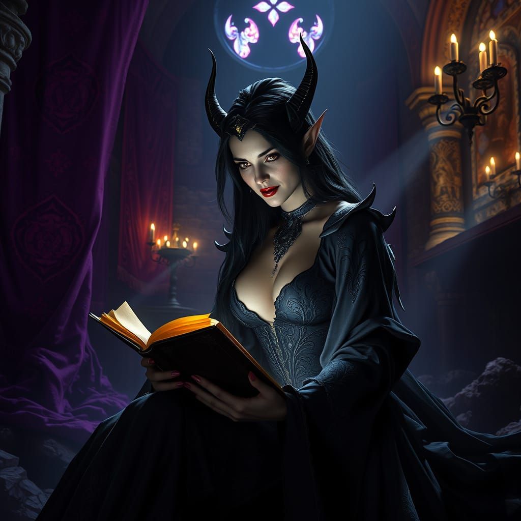 Majestic Dark Elf Sorceress Unveils Forbidden Knowledge in R...