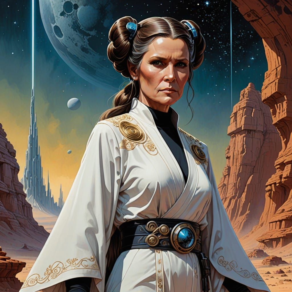 Elegant General Leia Solo in Heroic Galatic Pose