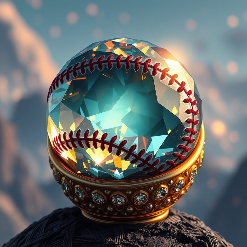 Baseball Diamond Gemstone Masterpiece in Gold Wedding Band