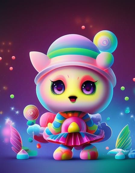 Adorable Chibi Clown with Bright Colors and Bokeh