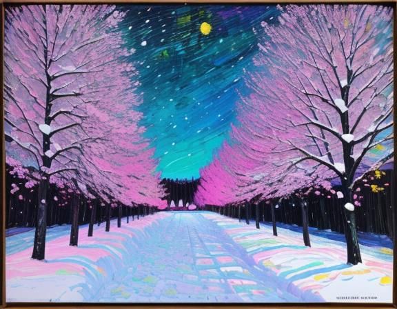 Spring Flowers in Snow: Impasto Blacklight Painting