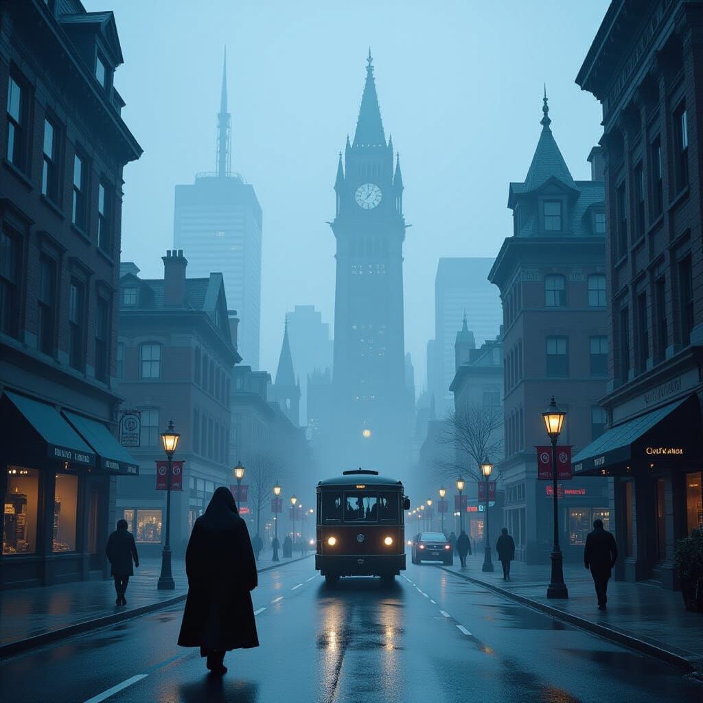Foggy Toronto Horror Scene in Doré Rutkowski Style