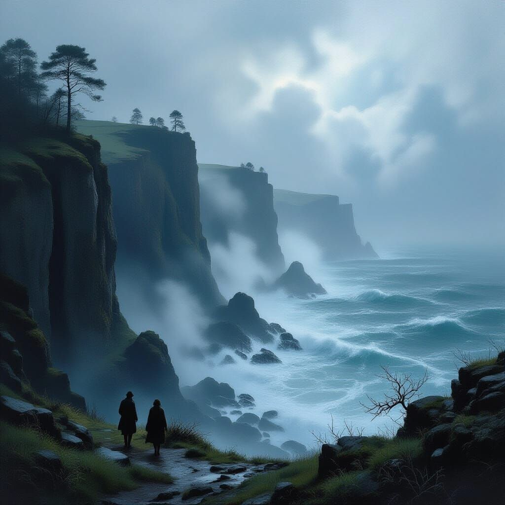 Stormy Coastline in Romantic Landscape Style