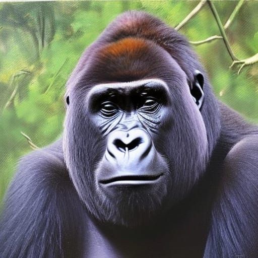 Gorilla King in Oil Painting Style