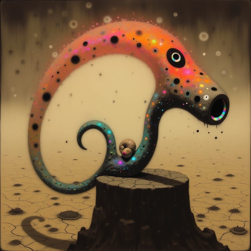 Surreal Cheetah-Snail in Vibrant Oil Painting Style