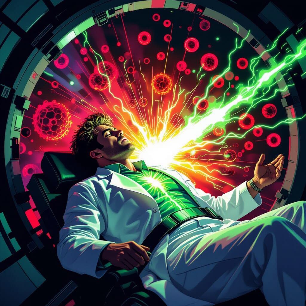 Gamma Radiation Transformation in Noir Sci-Fi Style