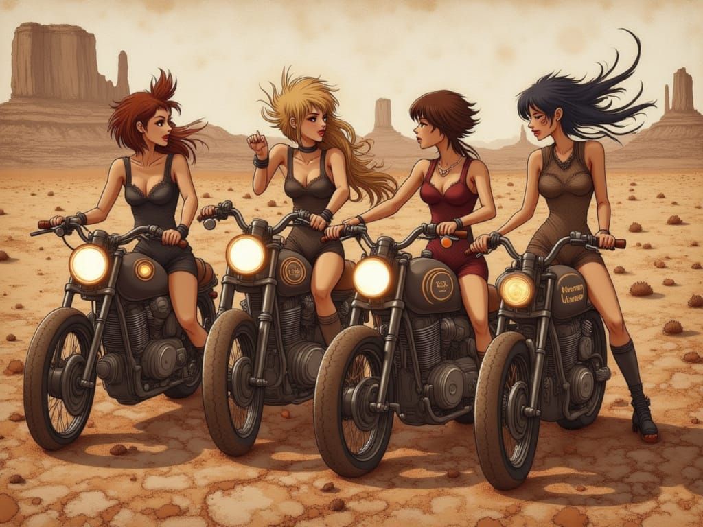Four-Girl Band Rides Motorcycles Through Utah Desert