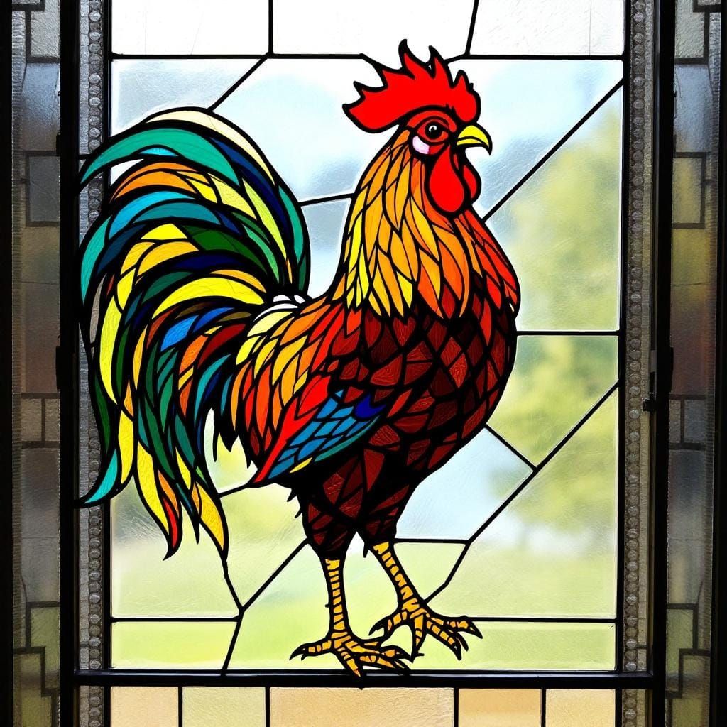 Stained Glass Rooster Artwork