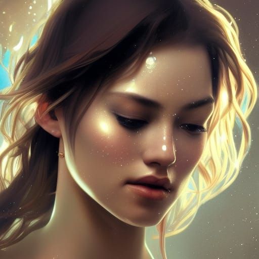 Intense Gaze: Detailed Portrait in Art Nouveau Style