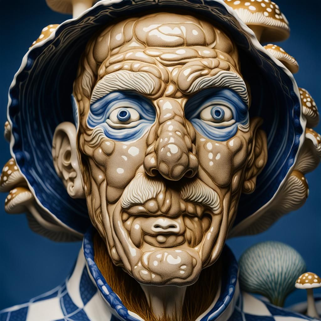 Norwegian Porcelain Workers Harvesting Giant Mushrooms as Li...