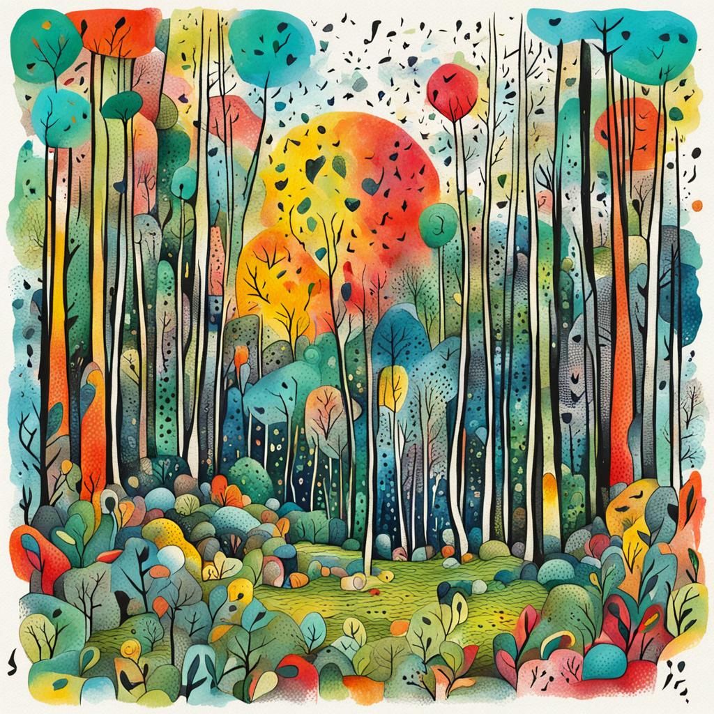 Asemic Ink Illustration of Forest Creature