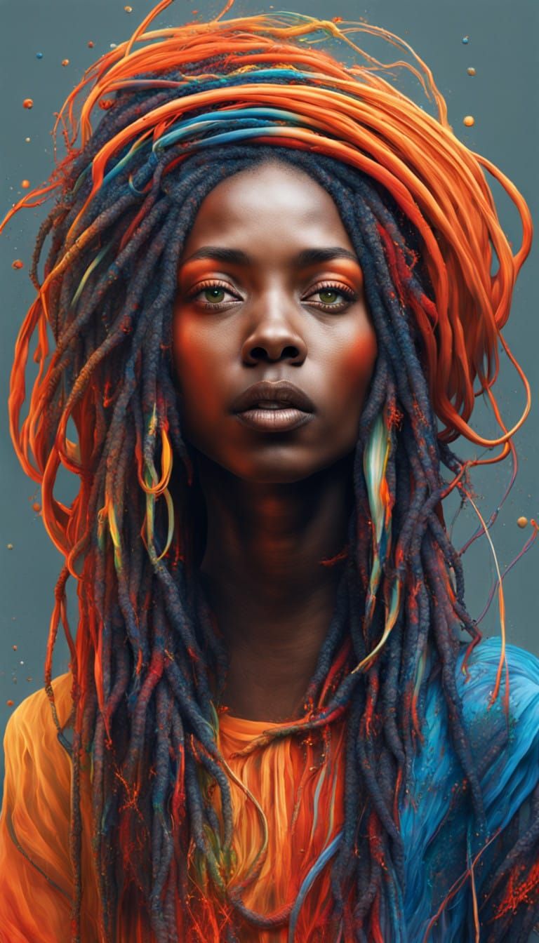 Ethereal Rasta Goddess in Vibrant, Surreal Headpiece