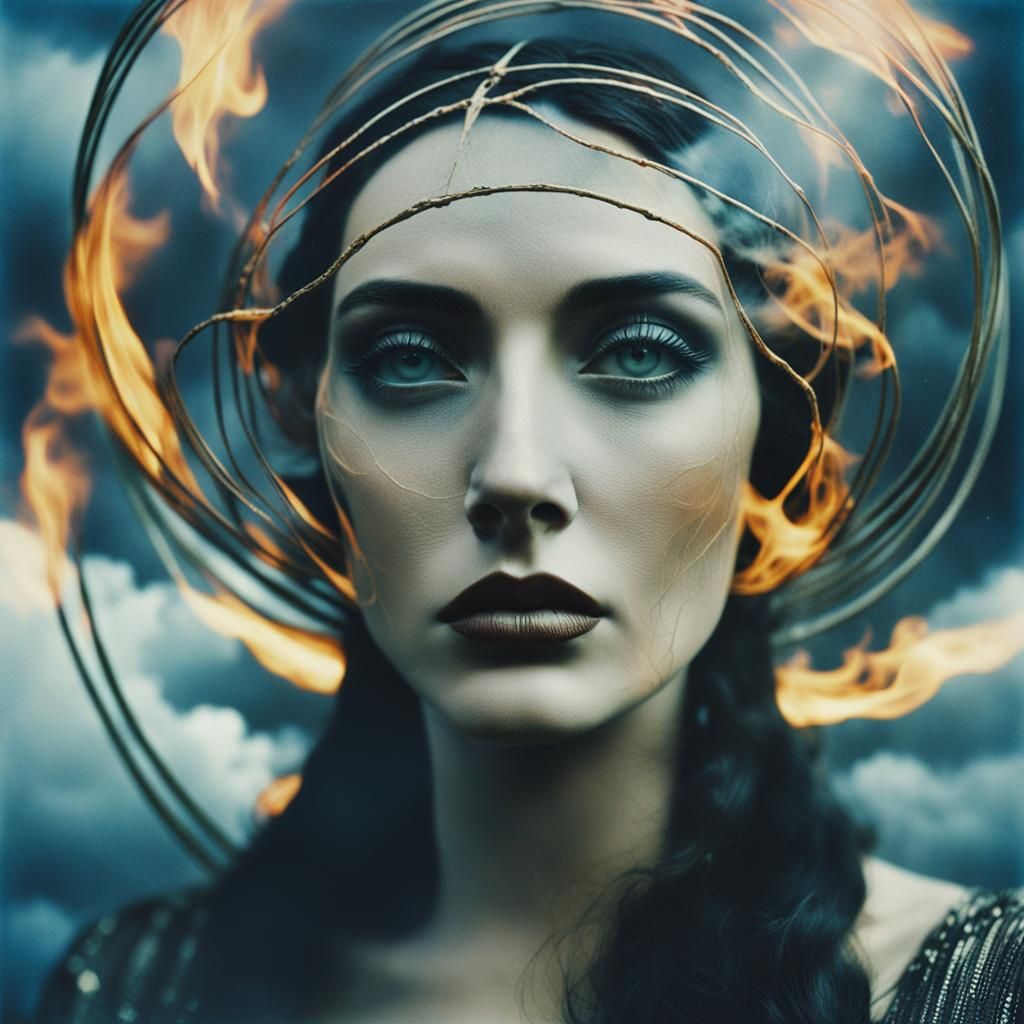 Surreal 1920s Portrait Aboard Spaceship