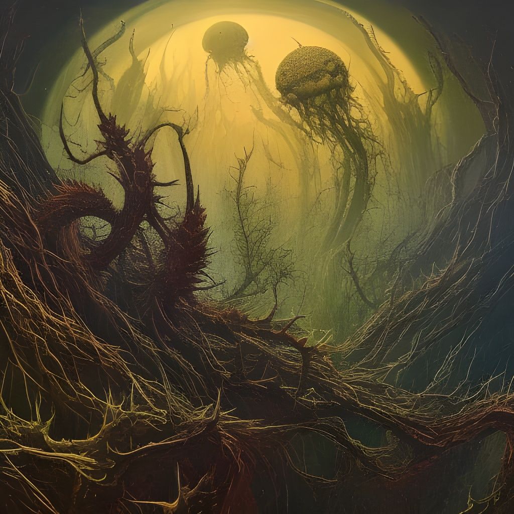 Thorny Alien Planet: Detailed Fantasy Horror Art