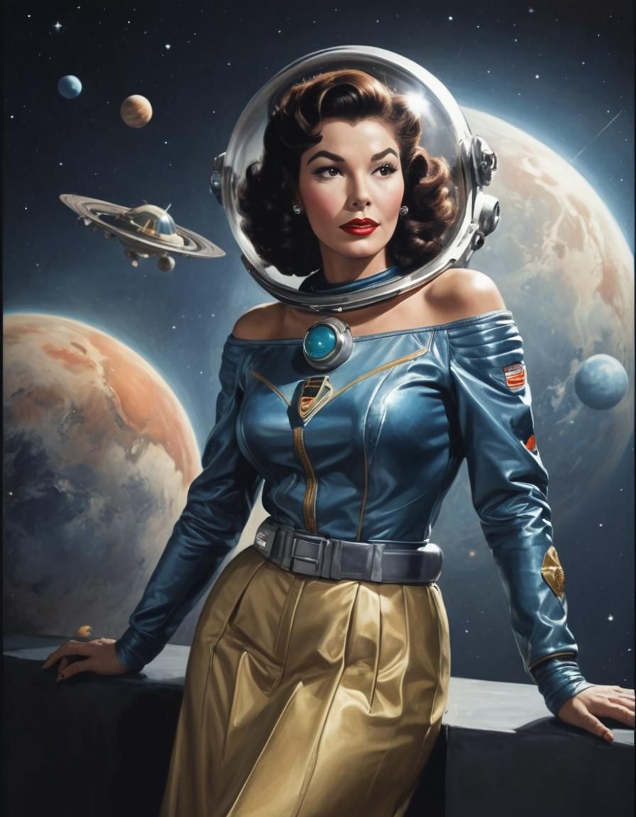 Mara Corday in Retro Sci-Fi Spacesuit