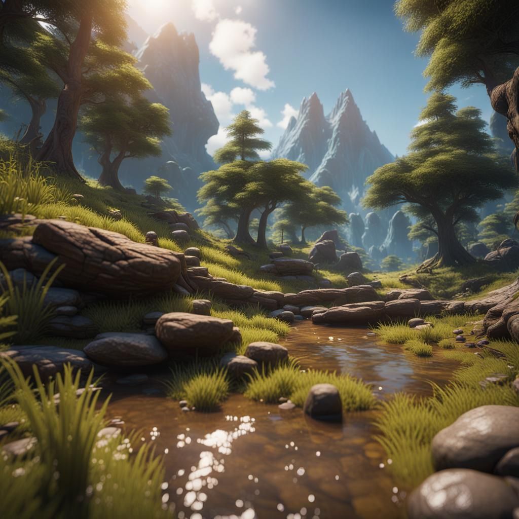 Nature Landscape Diorama in 3D Style