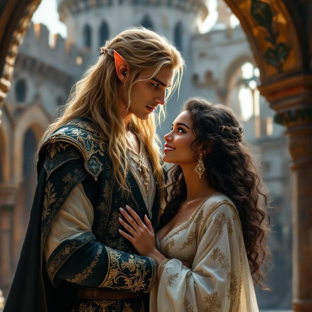 Elf and Alchemist in Sunlit Fortress