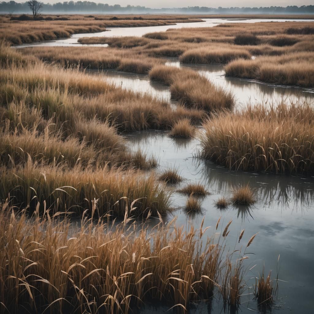 Cinematic Wetlands Landscape in Autumn Colors