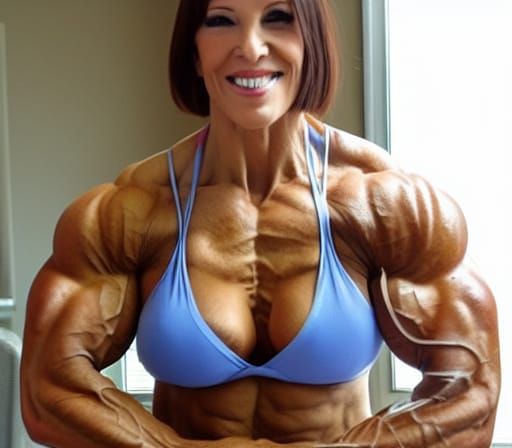 Muscular Female Bodybuilder Flexing Ripped Physique