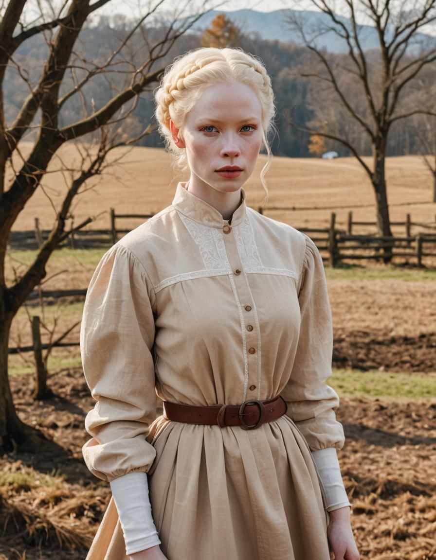 Albino Woman in Farmland: Fine Art Photography