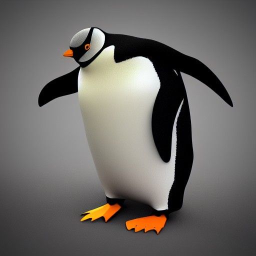 Penguin Plays Piano in 3D Rendered Style