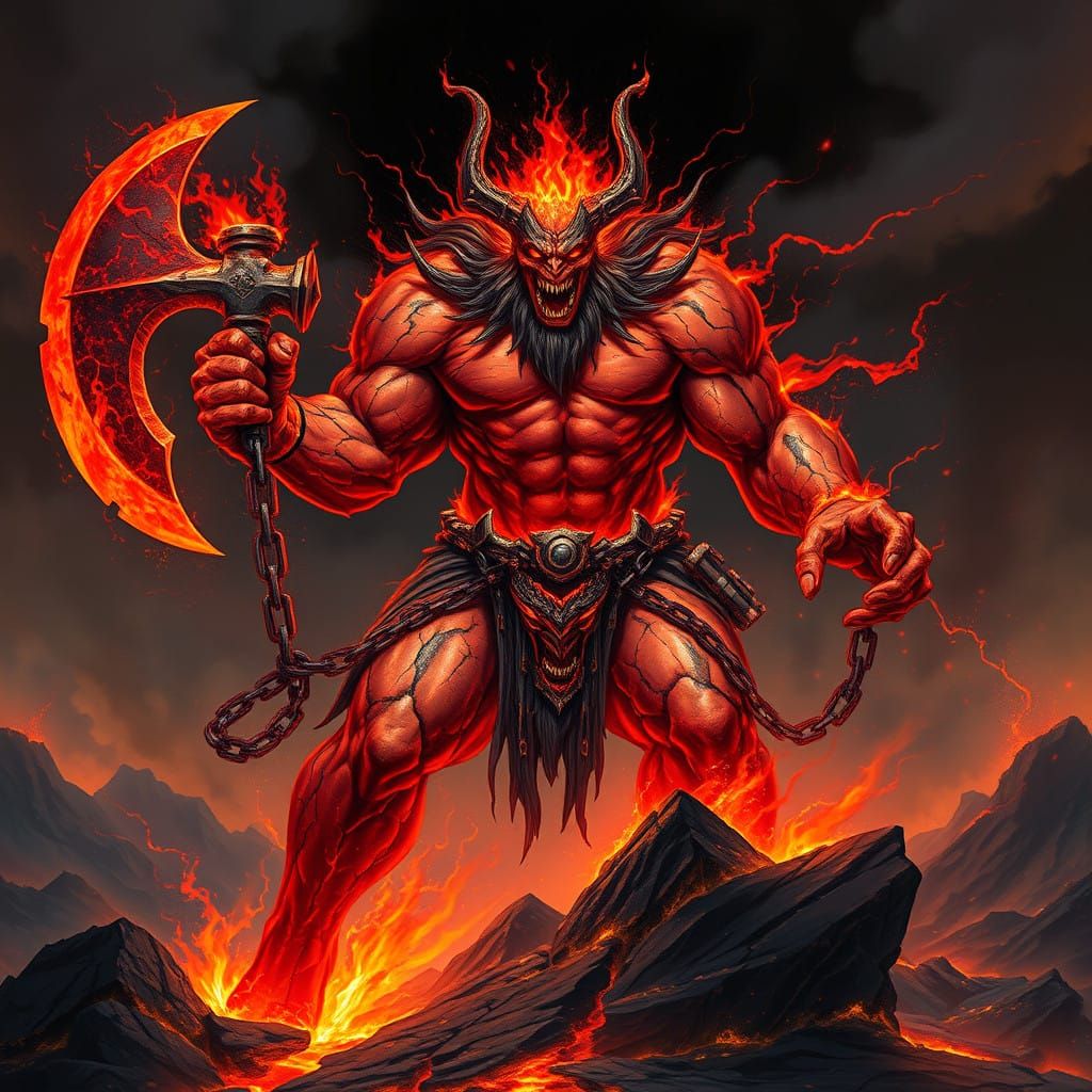 God of Unyielding Fury, Wreathed in Flames and Lightning