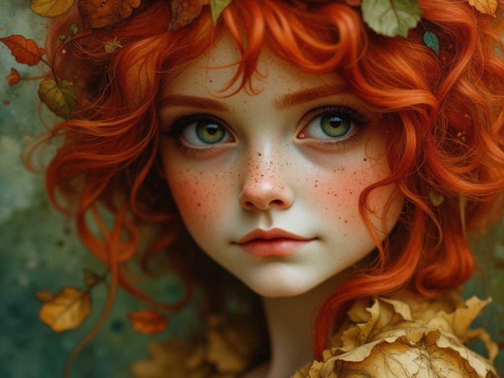 Ethereal Gypsy Punk Portrait with Red Hair