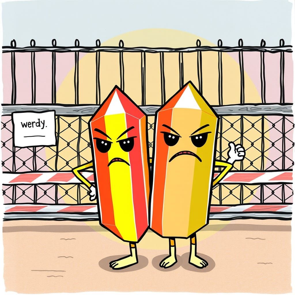 Colorful Prisms Stand Guard in a Bright Barrier