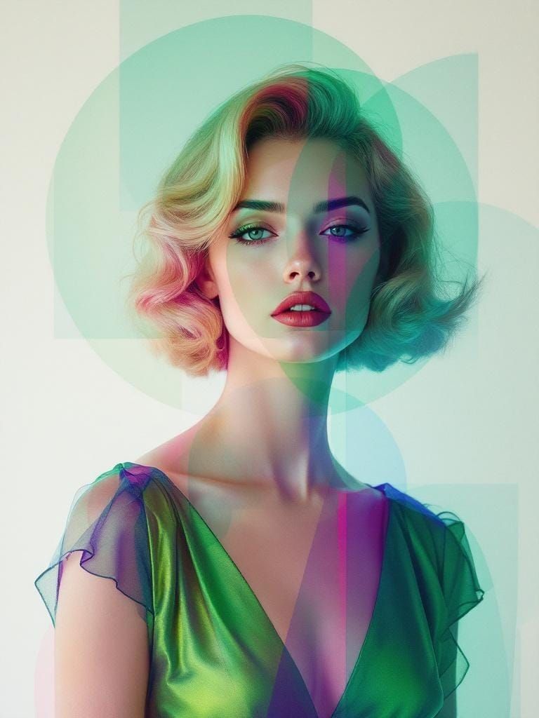 Futuristic Pin-Up in Abstract Expressionist Style