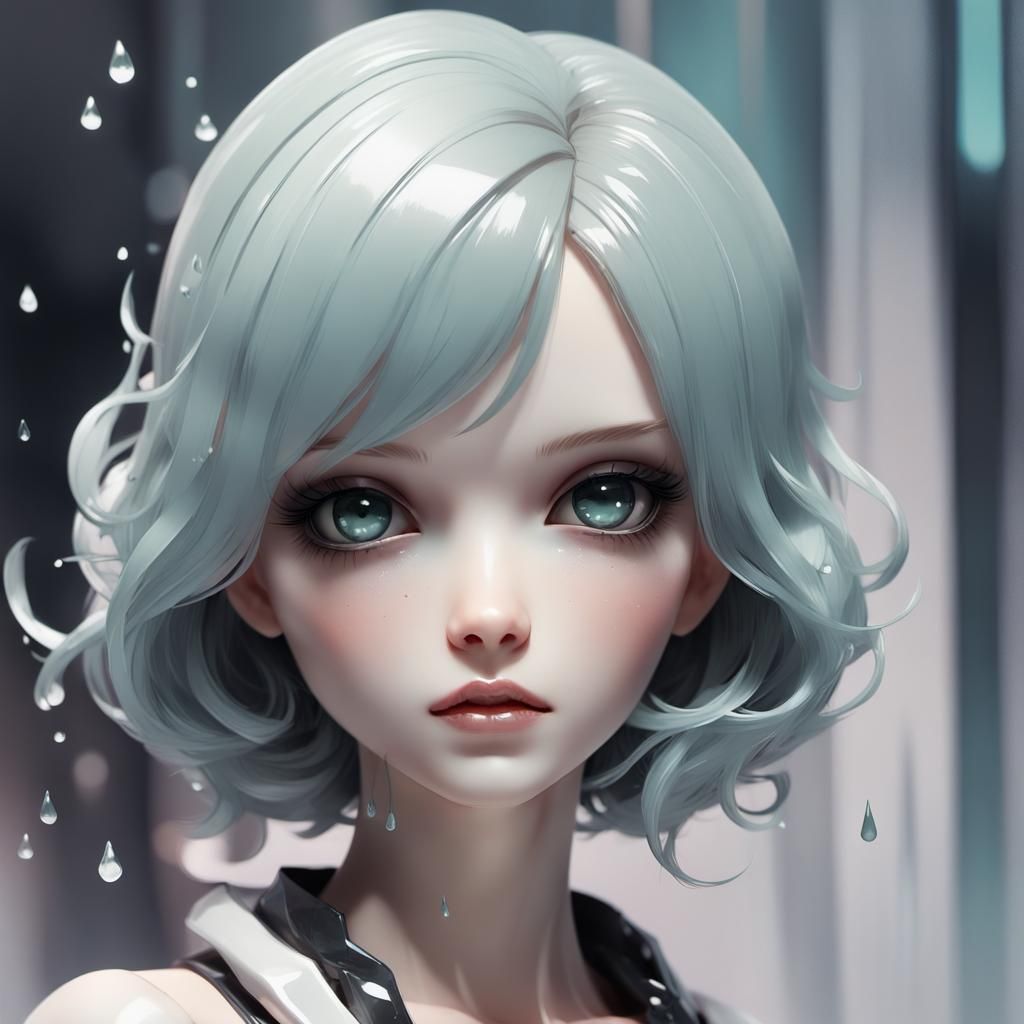 Art Deco Kawaii Doll on Runway, Digital Art