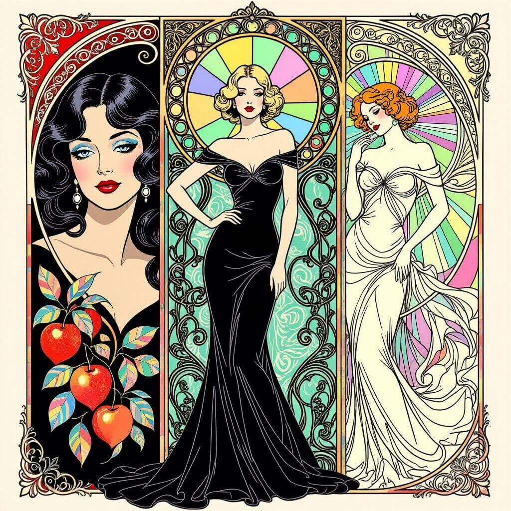 Pin-Up in Art Nouveau and Victorian Gothic Style