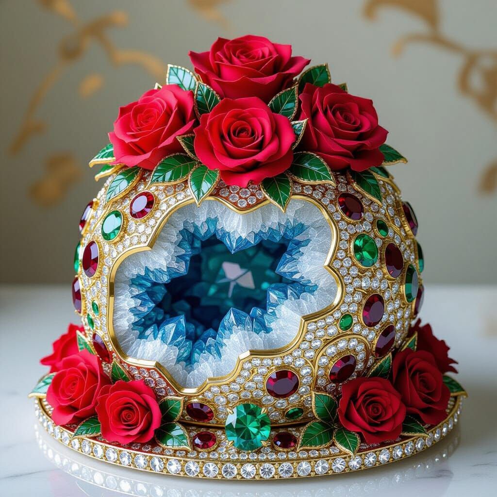 Gemstone Geode Cake in Art Nouveau Style