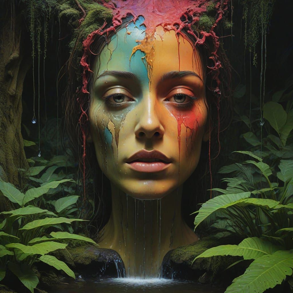 Surreal Metaphysical Garden in Impasto Style