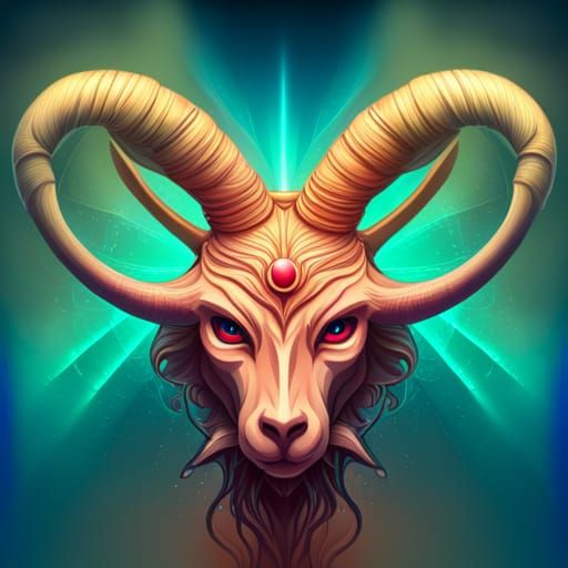 Cute Baphomet in Hyperrealistic Splash Art