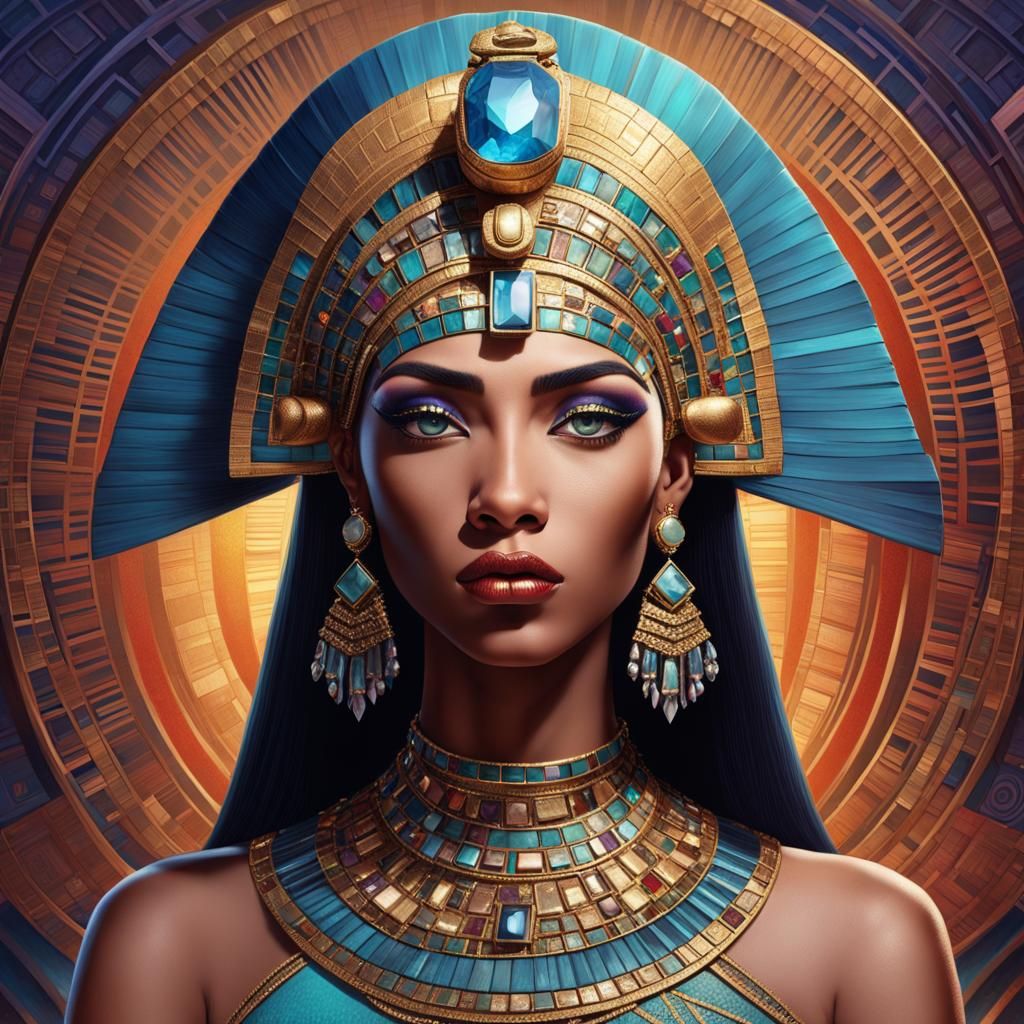 Modern Cleopatra in Opulent, Colorful Concept Art