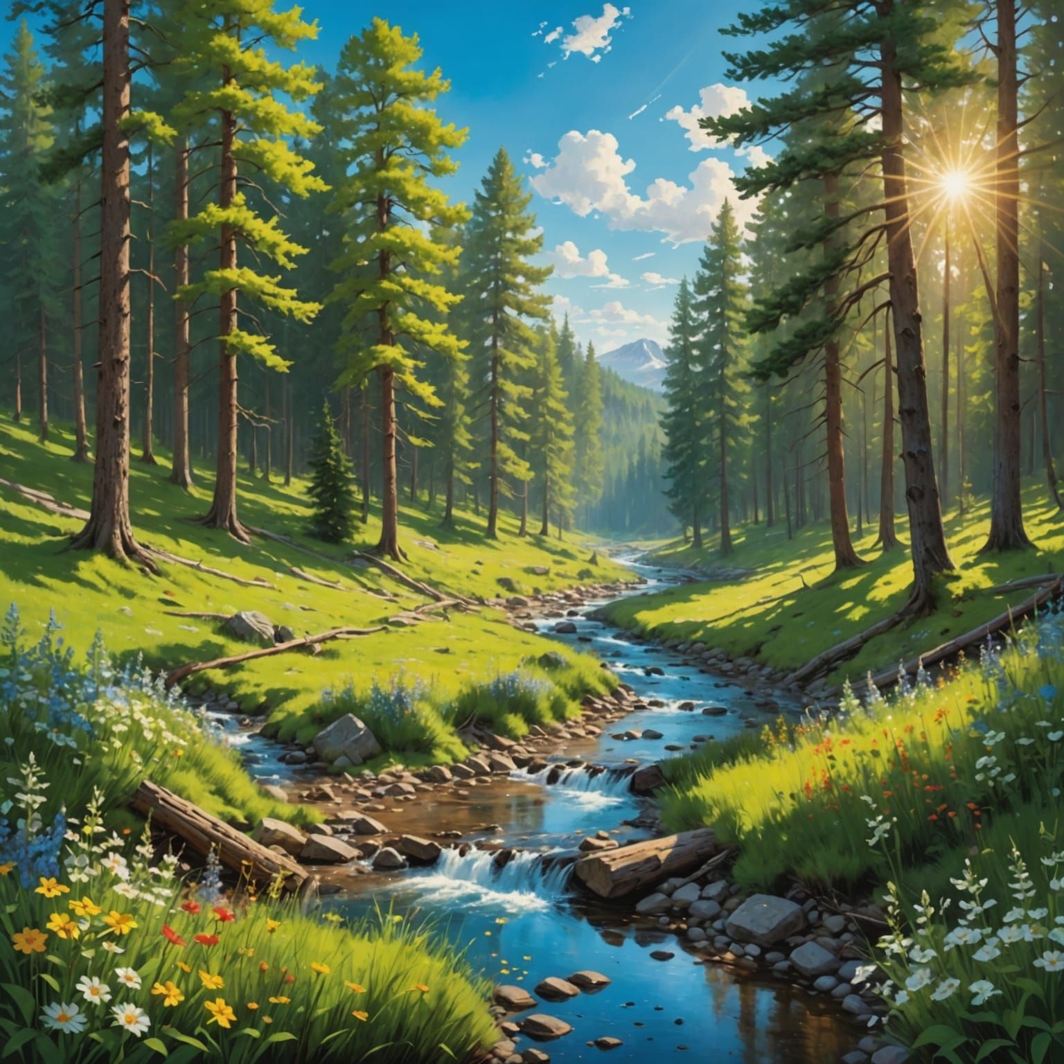 Contrasting Seasons in Digital Forest Painting