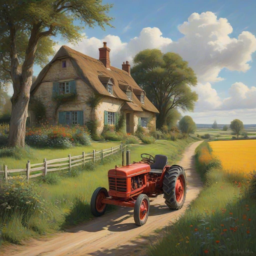 Rustic Countryside Haven in Golden Light