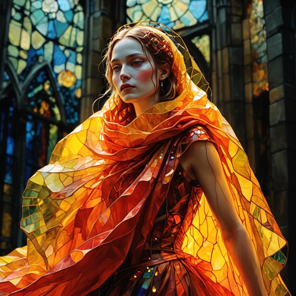 Stained Glass Art Brut Style Illustration