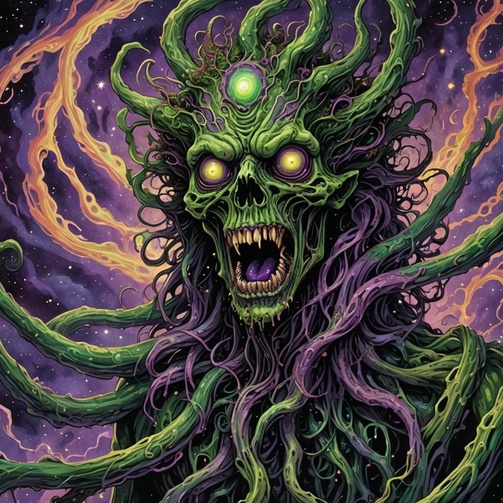 Eldritch Zombie Rising: A Lovecraftian Illustration